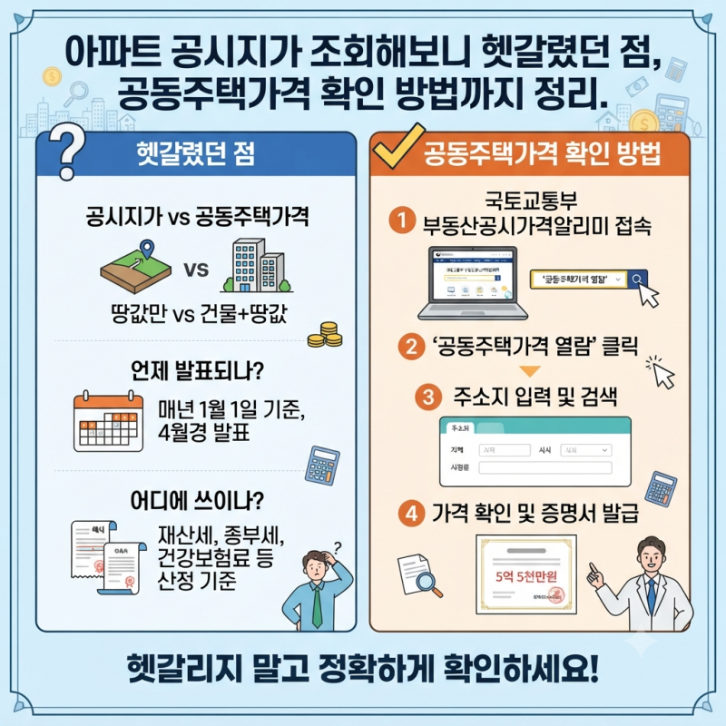 아파트 공시지가 조회해보니 헷갈렸던 점, 공동주택가격 확인 방법까지 정리