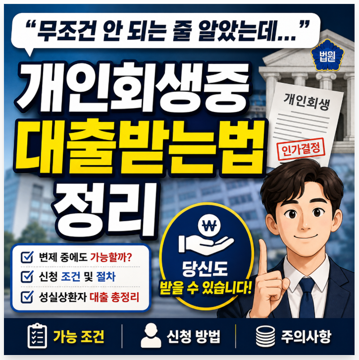 “무조건 안 되는 줄 알았는데…” 개인회생중 대출받는법 정리