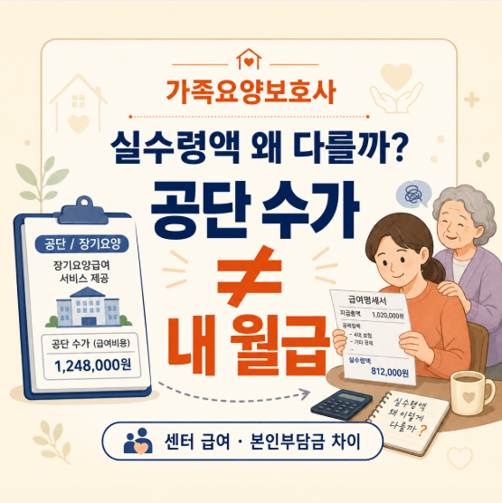 가족요양보호사 실수령액 왜 다를까?｜공단 수가·센터 월급·본인부담금 차이