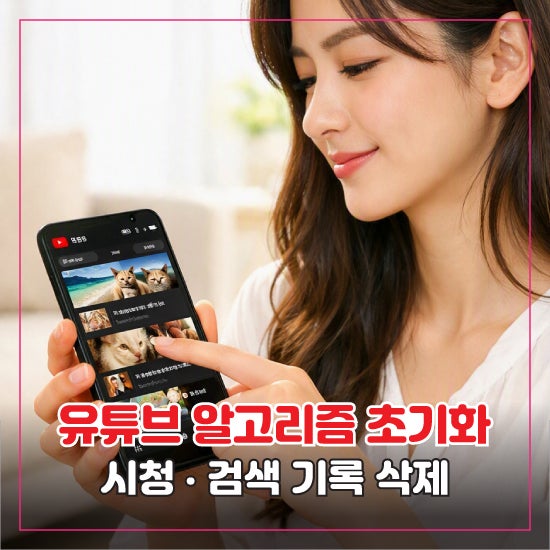 유튜브 알고리즘 초기화, 시청 검색 기록 삭제, 추천 영상 바꾸는 방법