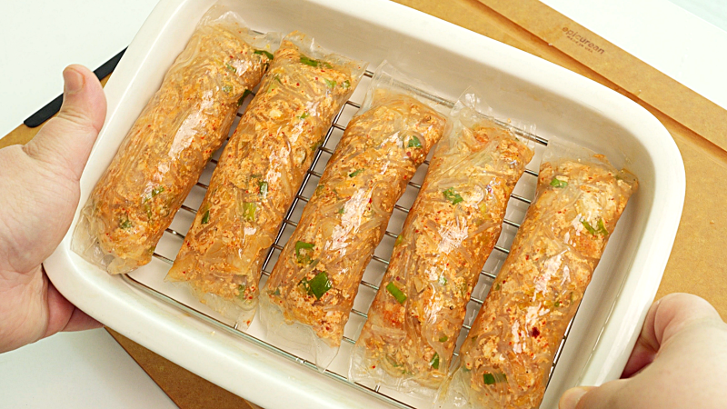 라이스페이퍼 김치만두 밀가루 없이도 겉은 바삭 속은 매콤촉촉