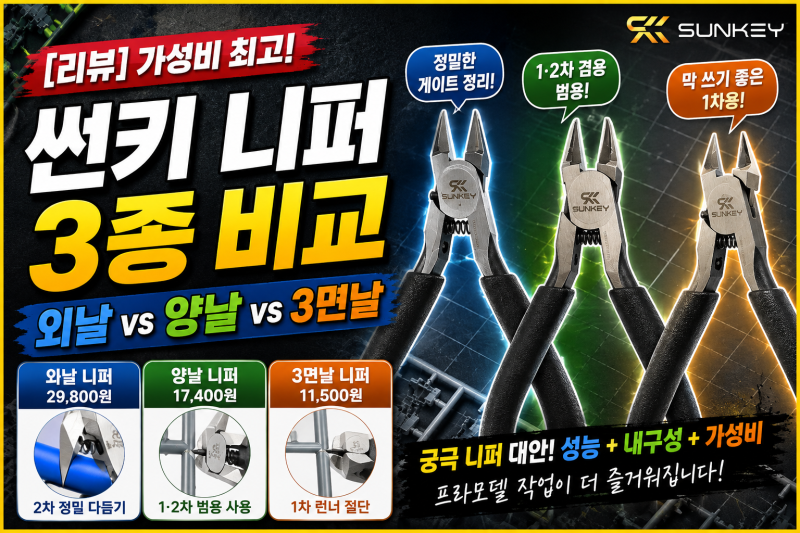 [프라모델 니퍼 추천] 썬키(SUNKEY) 니퍼 3종, 외날·양날·3면날 중 어떤 제품을 골라야 할까?