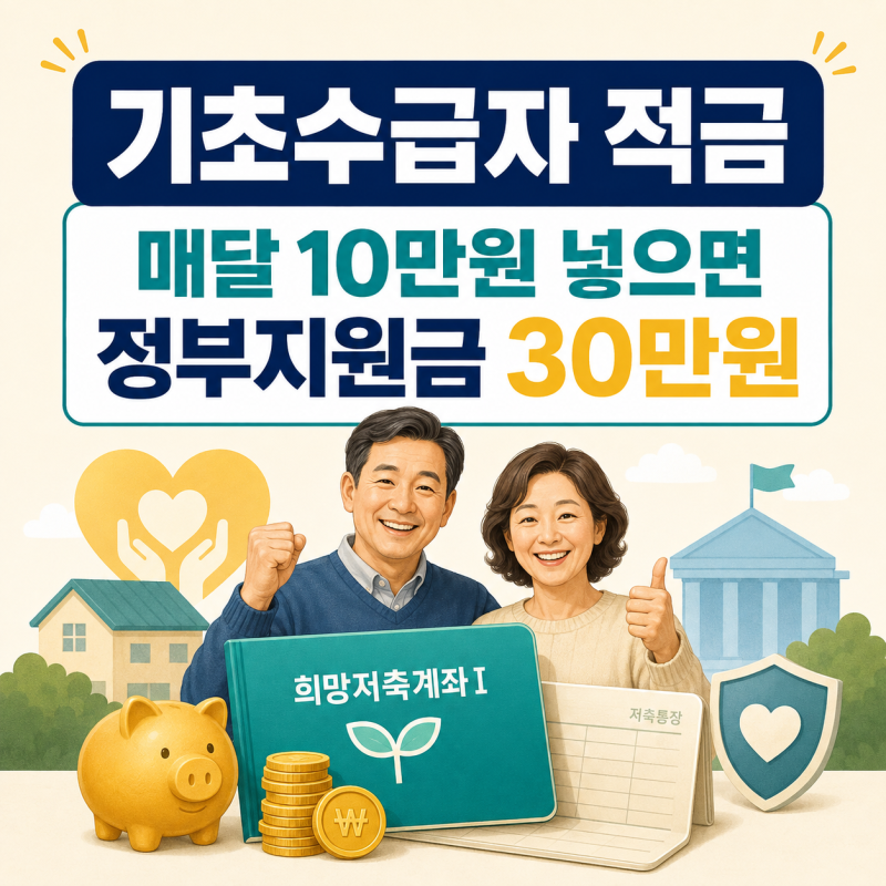 기초수급자 적금, 10만원 넣으면 40만원 된다? 2026 희망저축계좌Ⅰ 총정리