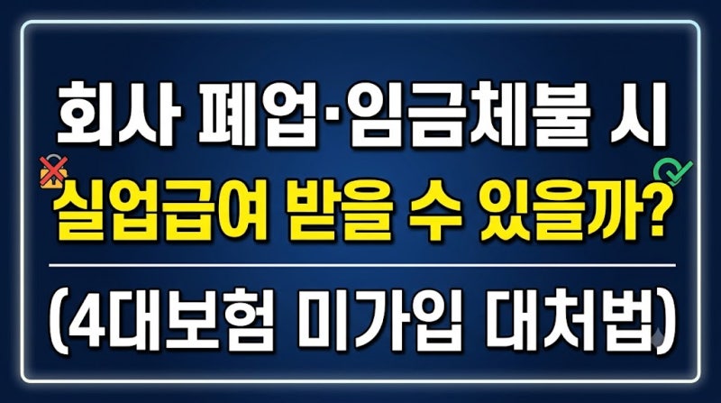 회사 폐업·임금체불 시 실업급여 받을 수 있을까? (4대보험 미가입 대처법)