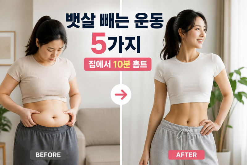 뱃살 빼는 운동 5가지 집에서 10분 따라하는 홈트
