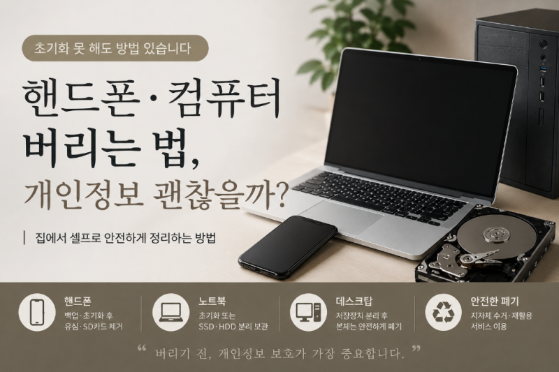 핸드폰·컴퓨터 버리는 법, 초기화 못 해도 개인정보 괜찮을까?