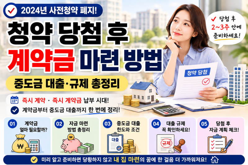 청약 당첨 후 계약금 마련 방법 총정리｜중도금 대출·대출 규제·자금계획