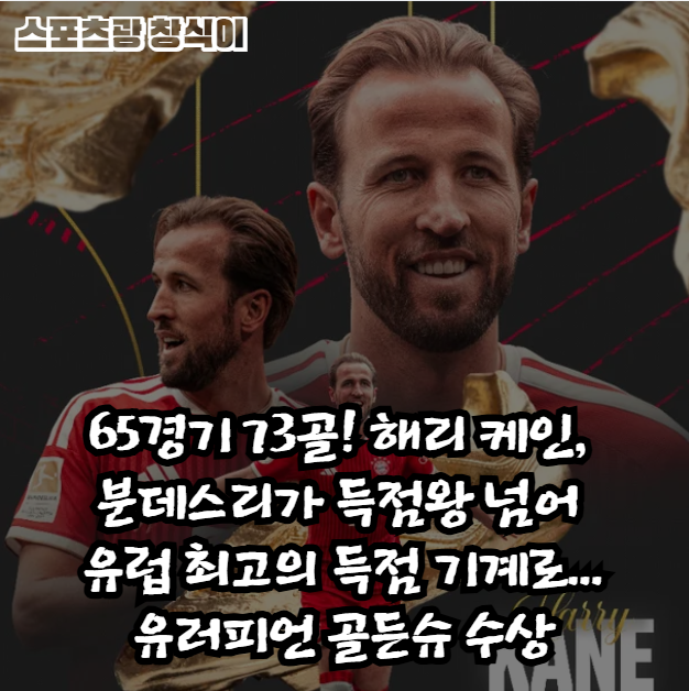 65경기 73골! 해리 케인, 분데스리가 득점왕 넘어 유럽 최고의 득점 기계로...유러피언 골든슈 ....