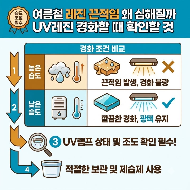 여름철 레진 끈적임 왜 심해질까 UV레진 경화할 때 확인할 것 3가지