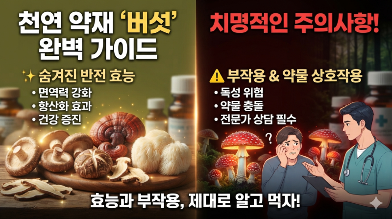 [의학·영양학 총정리] 천연 약재 '버섯'의 숨겨진 반전 효능부터 치명적인 부작용, 약물 상호....
