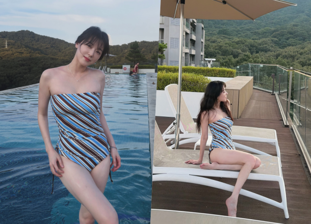 배우 조우리 휴양지에서 선보인 반전 매력 수영복 자태