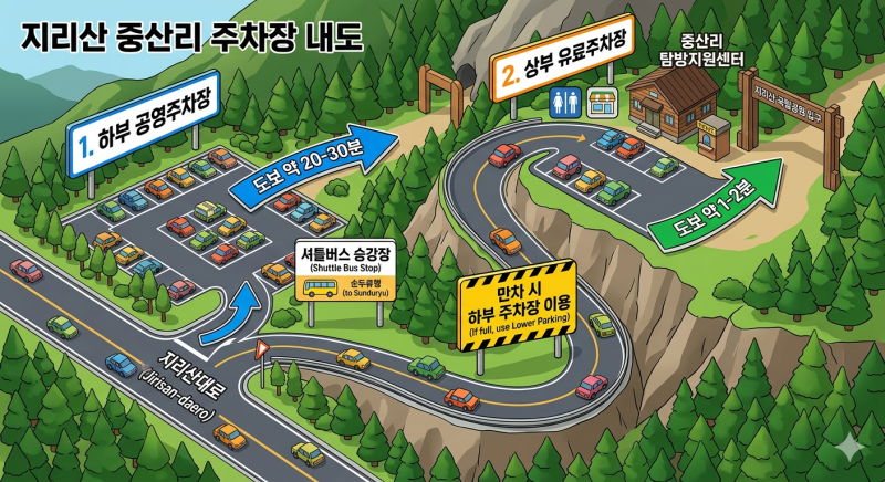 지리산 천왕봉 최단코스 정복! 중산리 주차장 완벽 가이드: 요금, 만차 시간, 주차 꿀팁 총정....