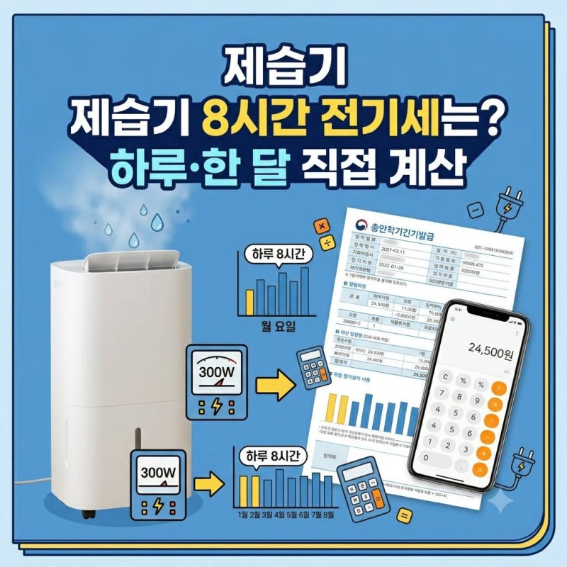 제습기 전기세 하루·한 달 얼마일까? 300W 기준 계산방법