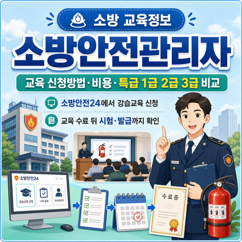 한국소방안전원 소방안전관리자 교육 신청방법｜비용·특급 1급 2급 3급 비교