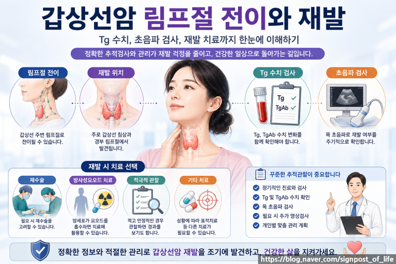 갑상선암 시리즈 8편 갑상선암 림프절 전이와 재발｜Tg가 오르면 재발일까?