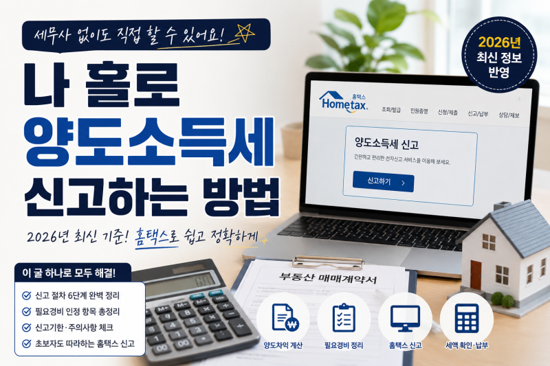 나 홀로 양도소득세 신고하는 방법｜2026 홈택스 셀프 신고 총정리