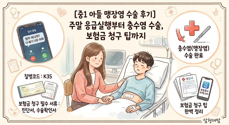 오른쪽 아랫배 통증 간과하면 안 되는 이유 (feat. 중1 아들 급성 충수염 수술 후기)
