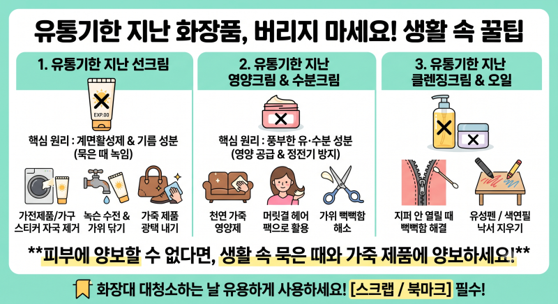 집에 하나씩은 있는 유통기한 지난 화장품 재활용 레시피