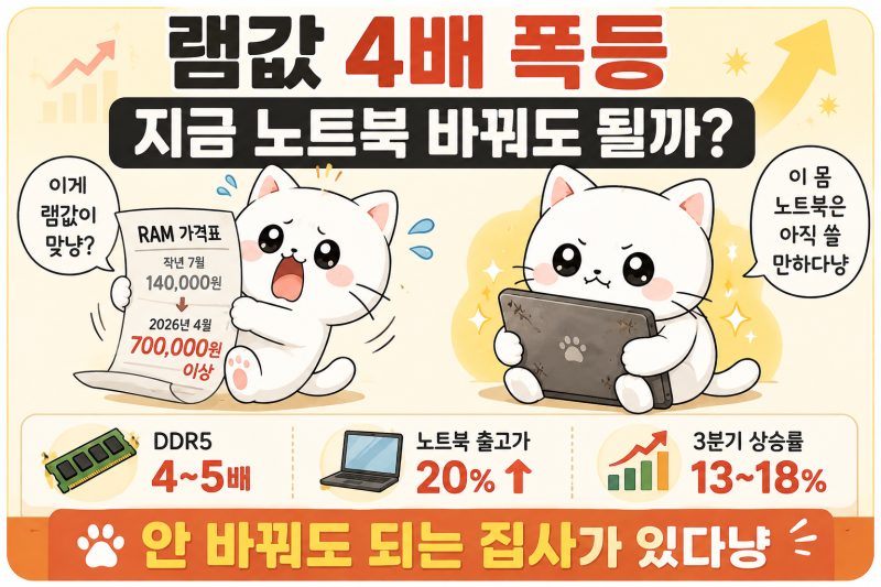 램값 4배 폭등 지금 노트북 바꾸면 손해인 사람