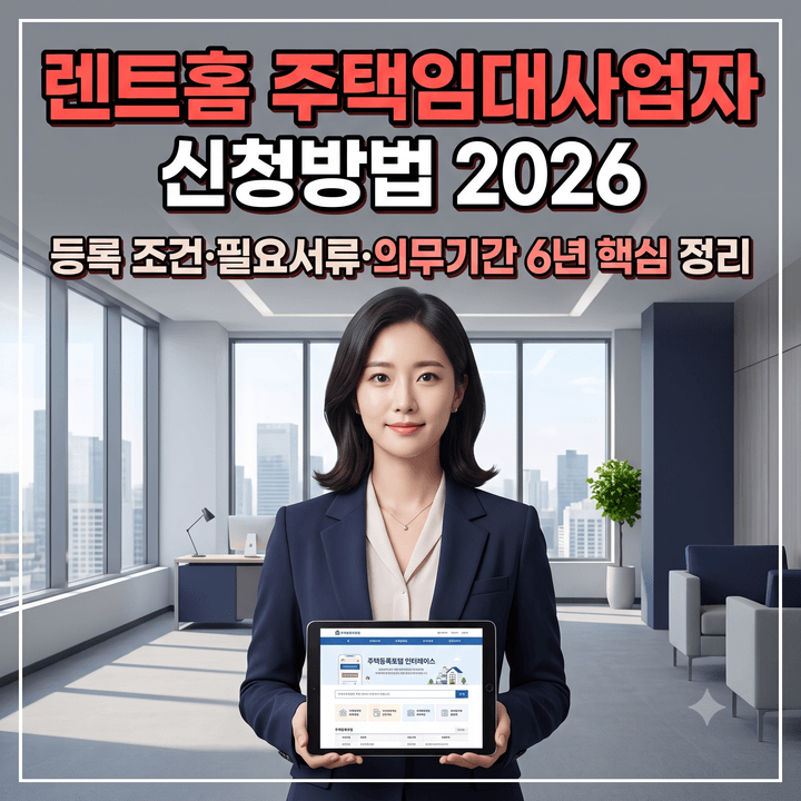 렌트홈 주택임대사업자 신청방법 2026, 등록 조건·필요서류·의무기간 6년 핵심만 골라 정리