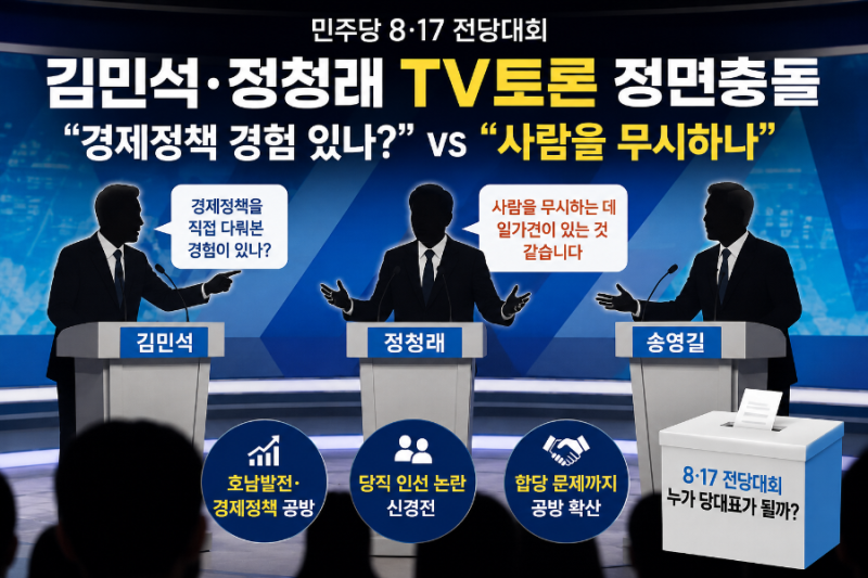 김민석·정청래 TV토론 정면충돌…“경제 정책 경험 있나” 질문에 “사람 무시하나”