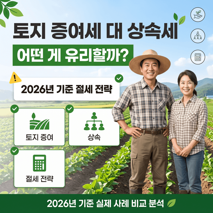 토지 증여세 vs 상속세 어떤 게 유리할까, 2026년 기준 절세 전략과 실제 사례 비교 분석