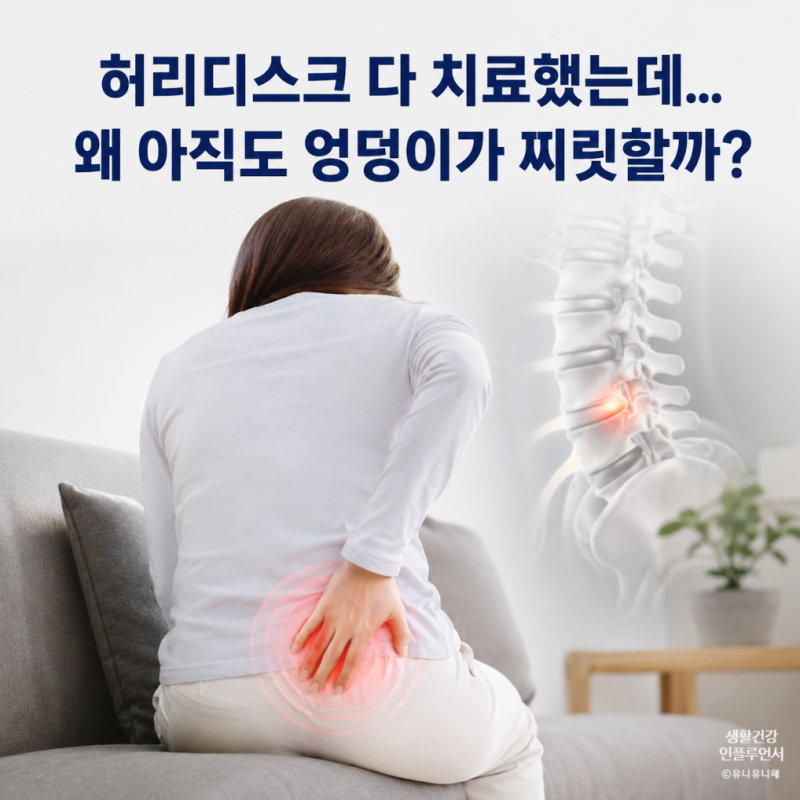 허리디스크 치료 받아도 찌릿한 엉덩이통증 계속되는 이유