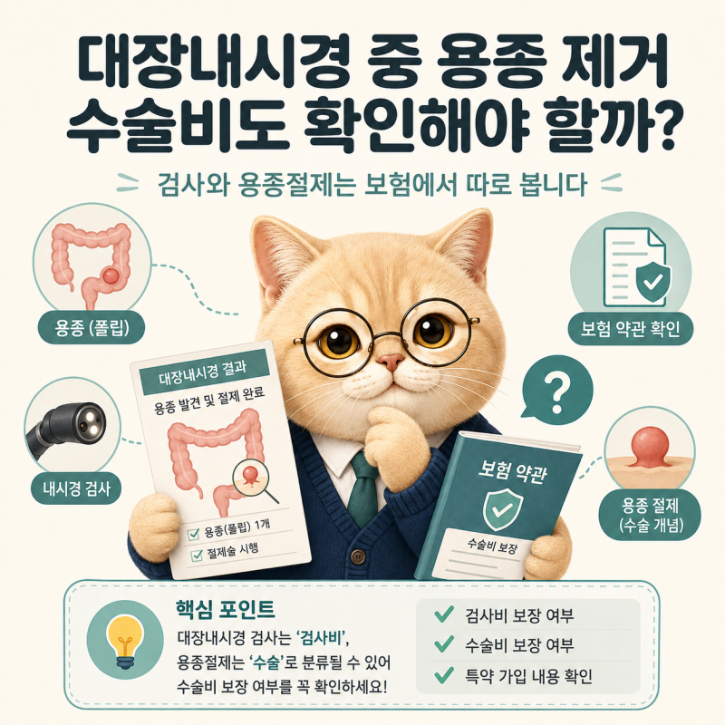대장내시경에서 용종을 뗐다면, 수술비도 확인해야 할까요?
