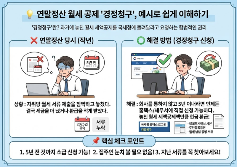 연말정산 월세 공제 '경정청구', 예시로 쉽게 이해하기