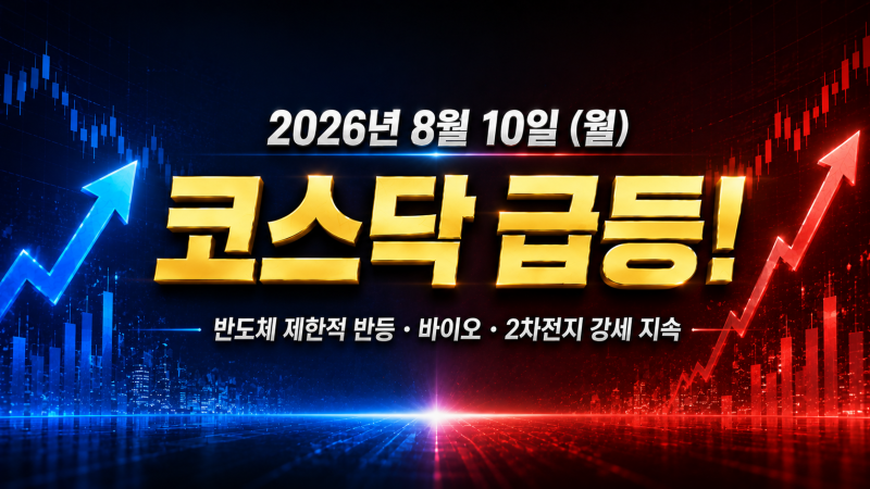8/10 국내 증시 장 마감 시황 분석-코스닥 6.97% 급등…반도체에서 바이오·2차전지·장비주로 ....