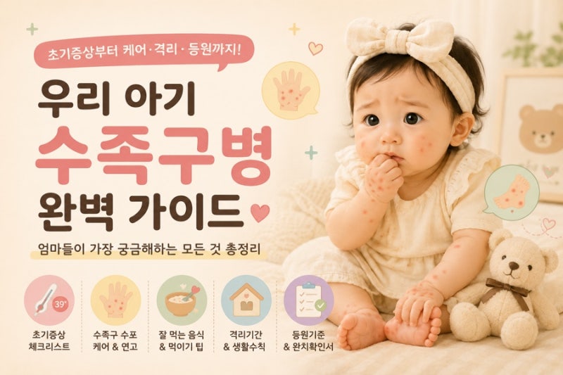 아기 수족구 초기증상부터 수포 연고·격리기간·어린이집 등원기준 완벽 총정리!