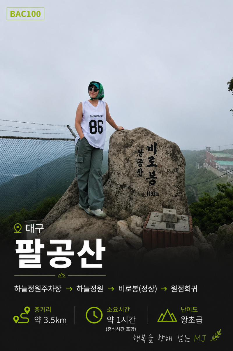 [BAC100] 대구 팔공산 최단코스 (하늘정원주차장-하늘정원-비로봉(정상)-원점회귀)