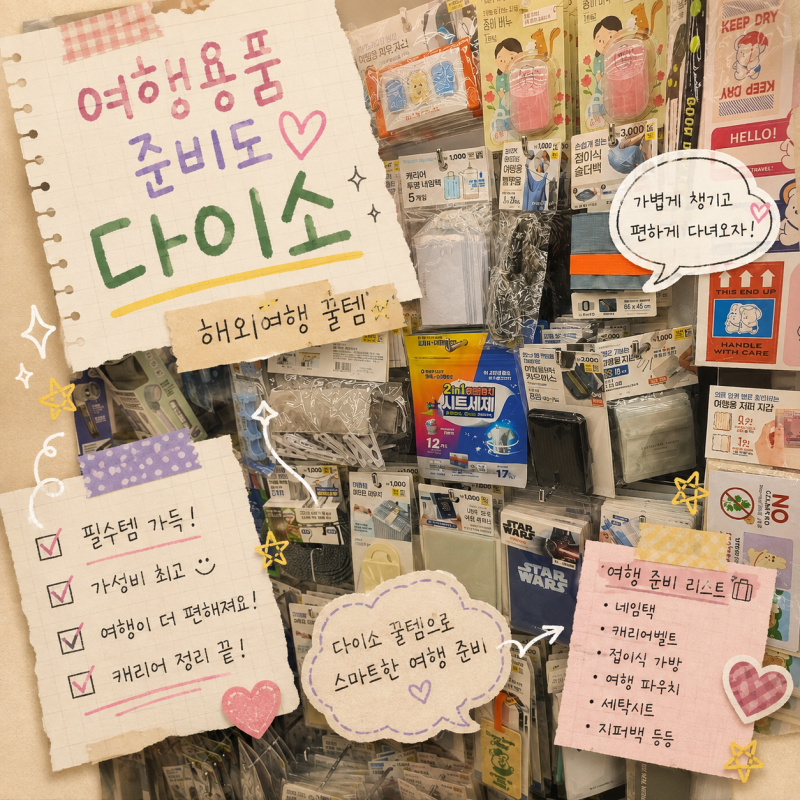 다이소 여행용품 코너에서 베트남 해외여행 준비물 추천
