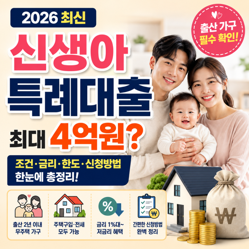 신생아 특례대출 총정리! 2026년 자격조건·금리·한도·신청방법까지 한눈에