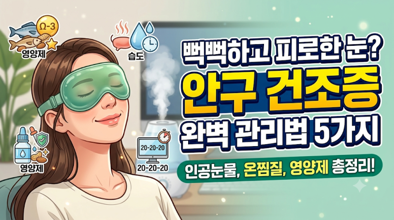 눈 피로 회복을 위한 안구 건조증 관리법 5가지 (인공눈물, 온찜질, 영양제 총정리)