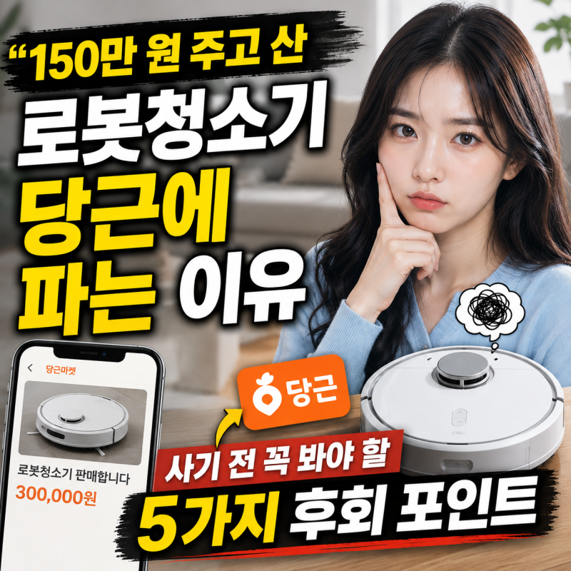 "150만 원 주고 산 로봇청소기 당근에 파는 이유" 사기 전 꼭 봐야 할 5가지 후회 포인트
