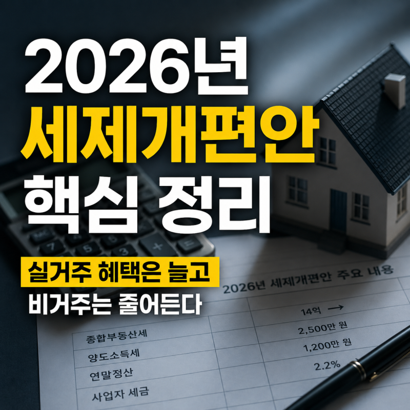 2026년 달라지는 세금 제도: 종부세·양도세 '거주' 기준 개편과 연말정산 공제 변화