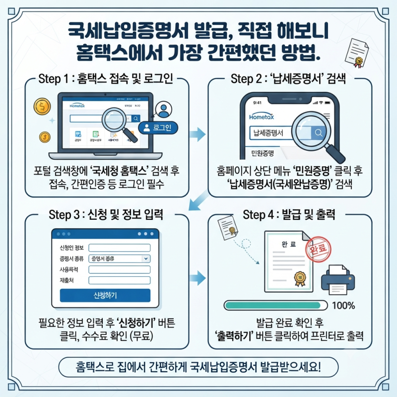 국세납입증명서 발급, 직접 해보니 홈택스에서 가장 간편했던 방법