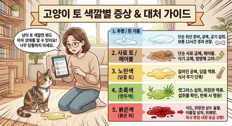 고양이 토 색깔별 원인과 증상! 노란토부터 피토까지 대처법 총정리