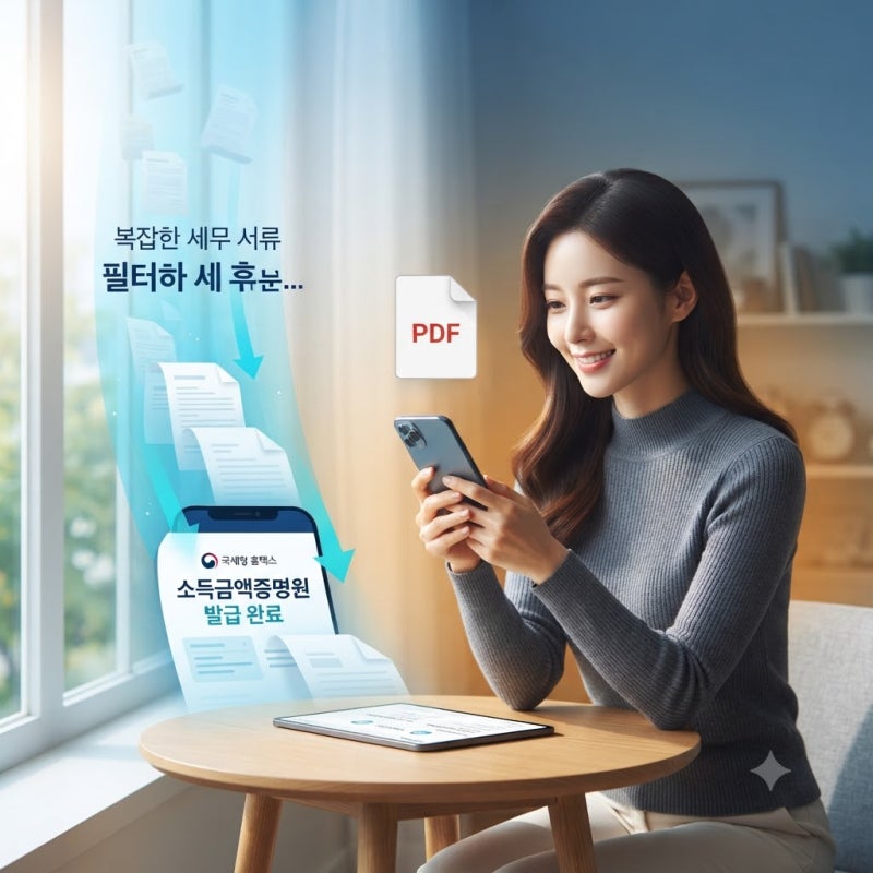소득금액증명원 발급 방법, 홈택스에서 1분 만에 PDF 저장 및 출력하는 완벽 가이드