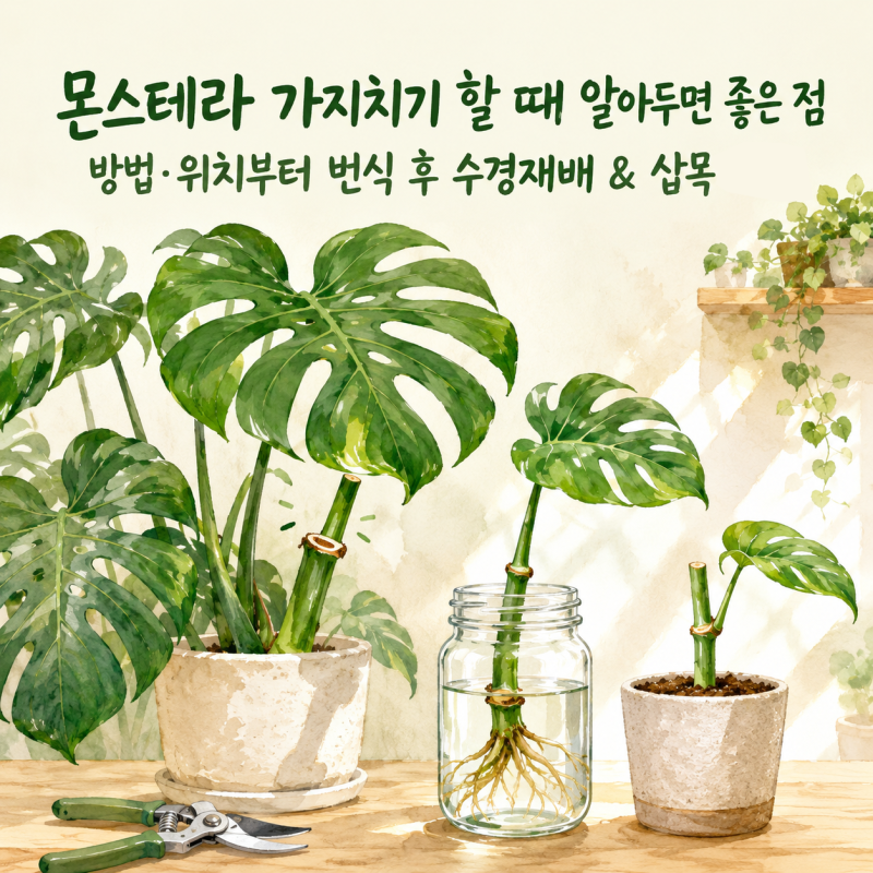 몬스테라 가지치기 방법 위치 번식 후 수경재배 & 삽목 어떻게 할까?