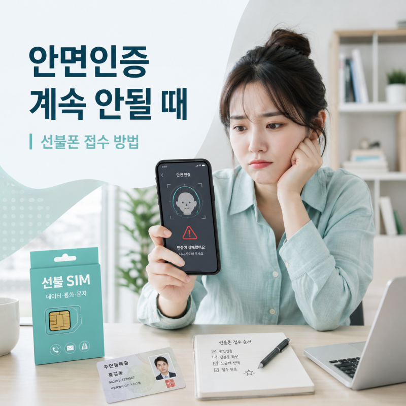 안면인증에서 계속 안될 때 선불폰 접수 하는 방법