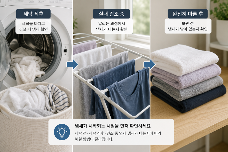 빨래 냄새 때문에 구연산을 사용할 때 확인할 점