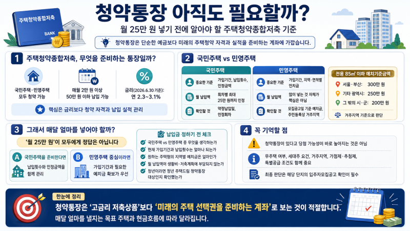 [상품 소개] 청약통장 아직도 필요할까? 월 25만 원 넣기 전에 알아야 할 주택청약종합저축 기....
