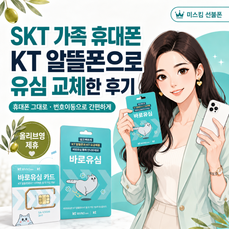 SKT 가족 휴대폰 KT 알뜰폰으로 유심 교체한 후기