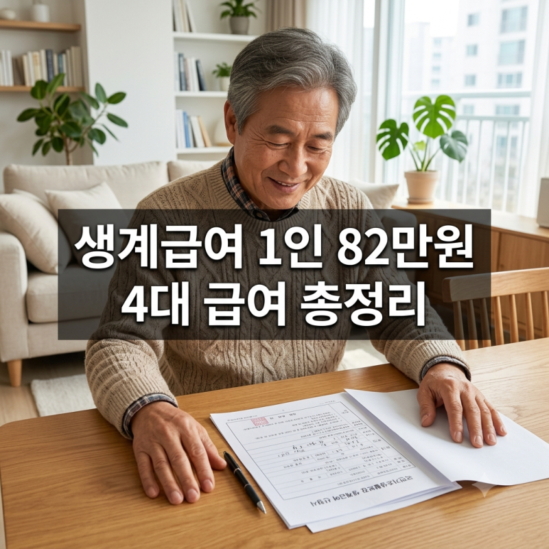 기초생활수급자 4대 급여 총정리 — 생계급여 1인 82만원부터 (2026년)