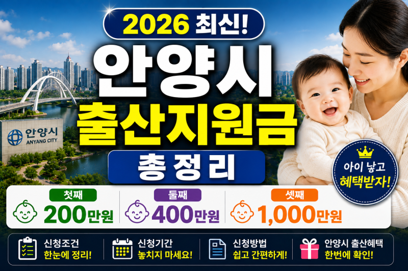 2026 안양시 출산지원금 총정리｜첫째 200만원·둘째 400만원·셋째 1,000만원