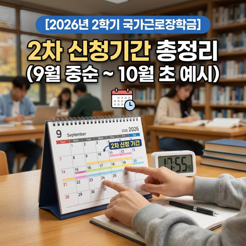 2026년 2학기 국가근로장학금 2차 신청기간·조건·시급 총정리