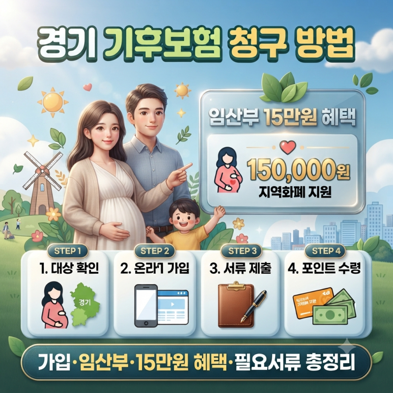 경기 기후보험 청구 방법, 15만원 대상·임산부 혜택·필요서류 총정리