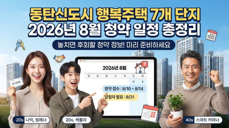 동탄신도시 행복주택 7개 단지 2026년 8월 청약 일정 총정리
